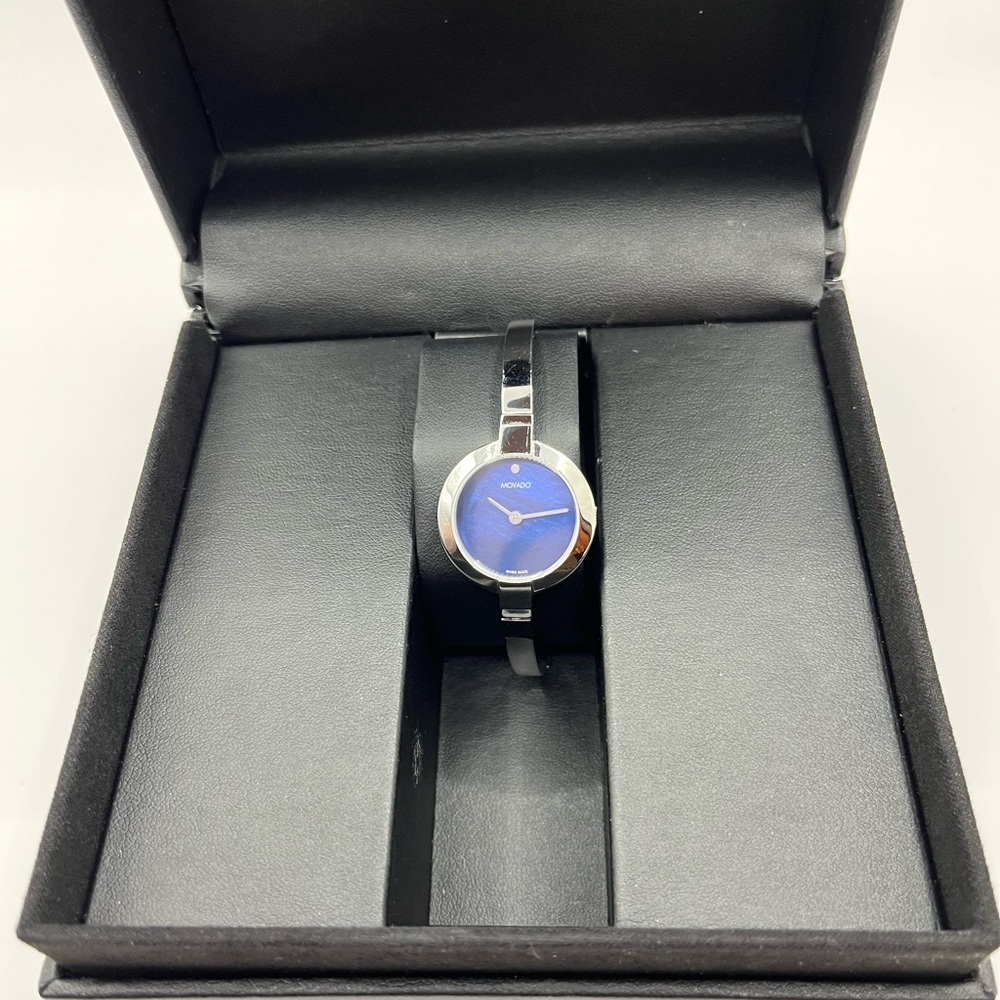 Movado Ela Bangle Watch, Blue Mother Of Pearl Dial